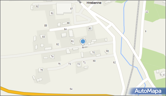 Hrebenne, Hrebenne, 77, mapa Hrebenne