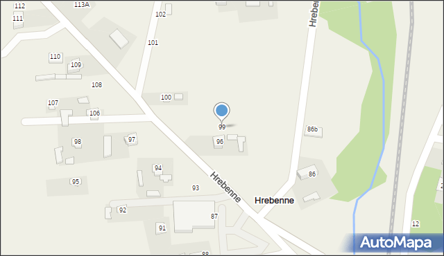 Hrebenne, Hrebenne, 99, mapa Hrebenne