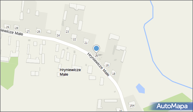 Hryniewicze Małe, Hryniewicze Małe, 20, mapa Hryniewicze Małe