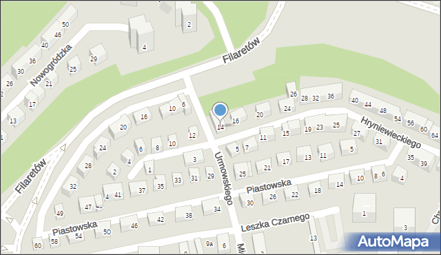 Lublin, Hryniewieckiego Kajetana, 14, mapa Lublina