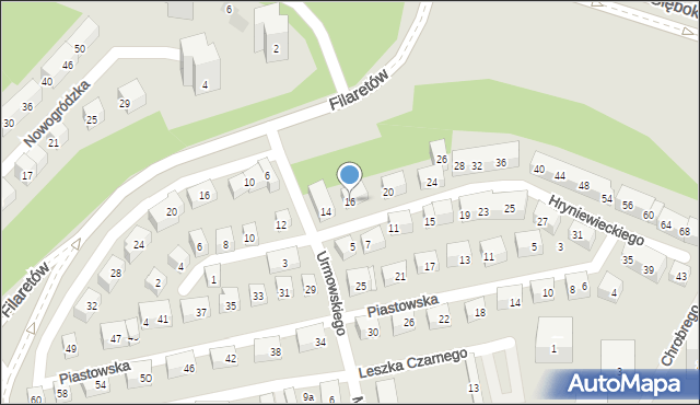 Lublin, Hryniewieckiego Kajetana, 16, mapa Lublina
