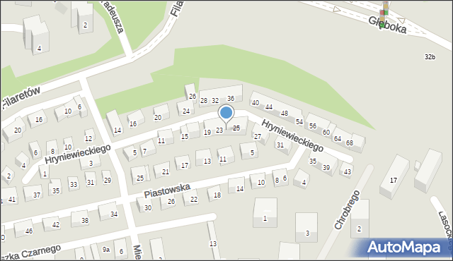 Lublin, Hryniewieckiego Kajetana, 23a, mapa Lublina