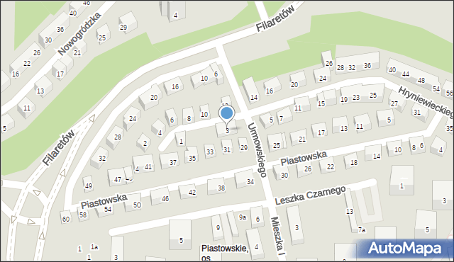 Lublin, Hryniewieckiego Kajetana, 3, mapa Lublina