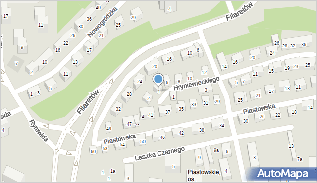 Lublin, Hryniewieckiego Kajetana, 4, mapa Lublina