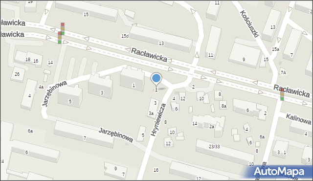 Świdnik, Hryniewicza Jana, ks. kan., 1, mapa Świdnika