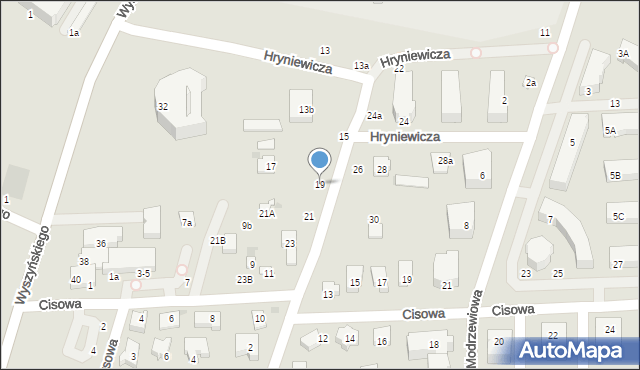 Świdnik, Hryniewicza Jana, ks. kan., 19, mapa Świdnika