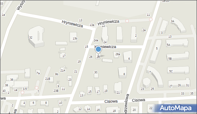 Świdnik, Hryniewicza Jana, ks. kan., 28, mapa Świdnika