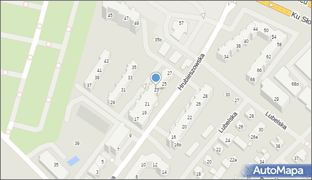 Szczecin, Hrubieszowska, 23, mapa Szczecina