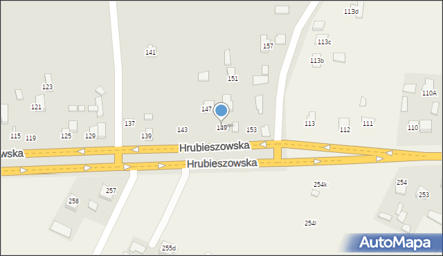 Zamość, Hrubieszowska, 149, mapa Zamościa