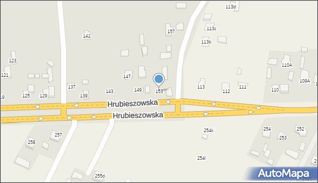 Zamość, Hrubieszowska, 153, mapa Zamościa