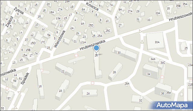 Zamość, Hrubieszowska, 26, mapa Zamościa