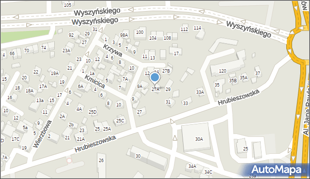 Zamość, Hrubieszowska, 27A, mapa Zamościa