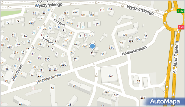 Zamość, Hrubieszowska, 31, mapa Zamościa