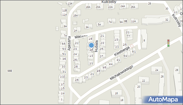 Częstochowa, Hubala Henryka, mjr., 1/4, mapa Częstochowy