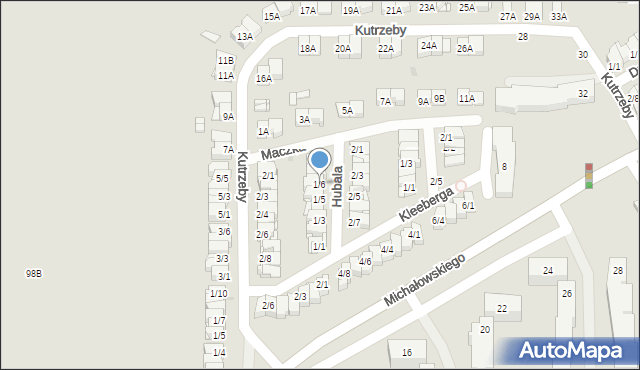 Częstochowa, Hubala Henryka, mjr., 1/6, mapa Częstochowy