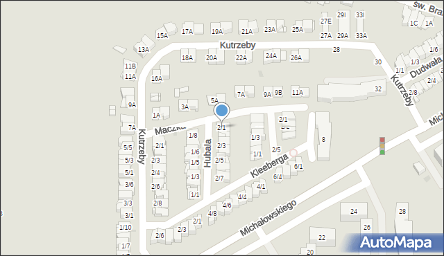 Częstochowa, Hubala Henryka, mjr., 2/1, mapa Częstochowy