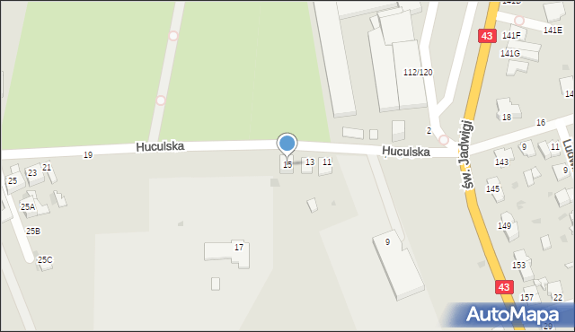 Częstochowa, Huculska, 15, mapa Częstochowy