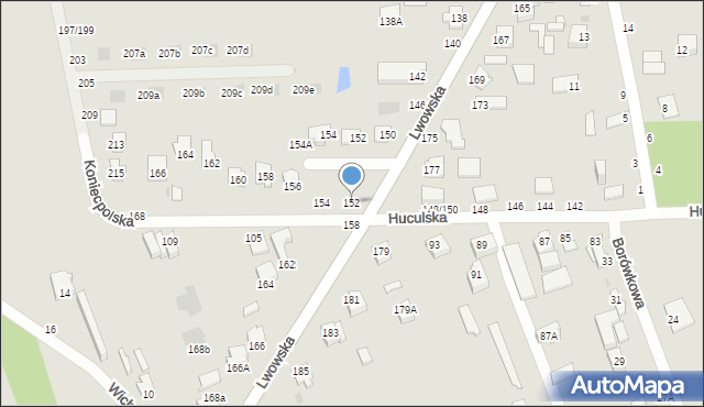 Częstochowa, Huculska, 152, mapa Częstochowy