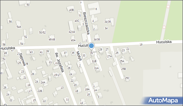 Częstochowa, Huculska, 31, mapa Częstochowy