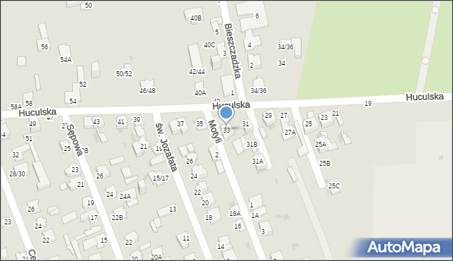 Częstochowa, Huculska, 33, mapa Częstochowy