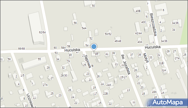 Częstochowa, Huculska, 45, mapa Częstochowy