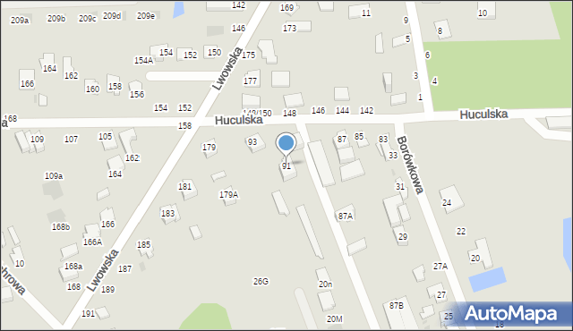 Częstochowa, Huculska, 91, mapa Częstochowy