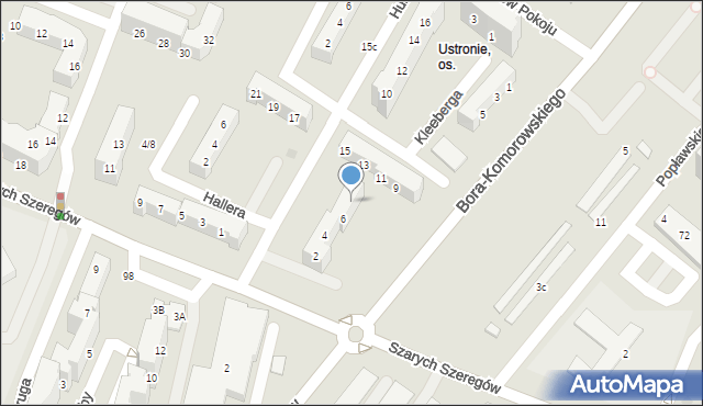 Gorzów Wielkopolski, Hubala Henryka, mjr., 8, mapa Gorzów Wielkopolski