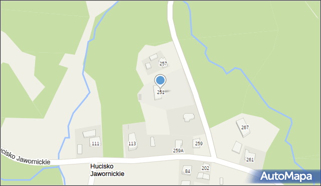 Hucisko Jawornickie, Hucisko Jawornickie, 251, mapa Hucisko Jawornickie