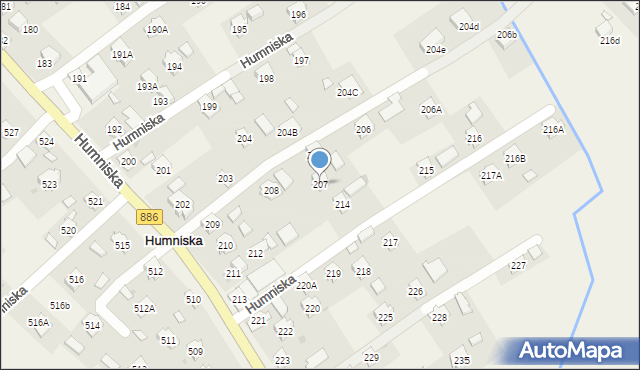 Humniska, Humniska, 207, mapa Humniska
