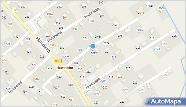 Humniska, Humniska, 208, mapa Humniska