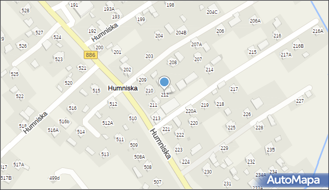 Humniska, Humniska, 212, mapa Humniska