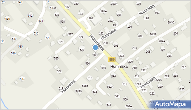 Humniska, Humniska, 521, mapa Humniska