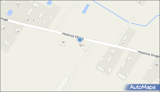 Huszcza, Huszcza Druga, 6, mapa Huszcza