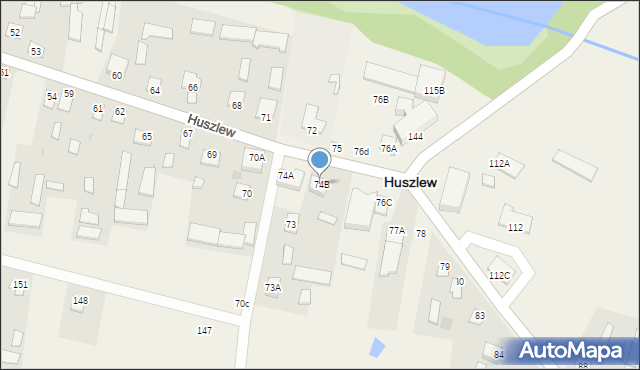 Huszlew, Huszlew, 74B, mapa Huszlew