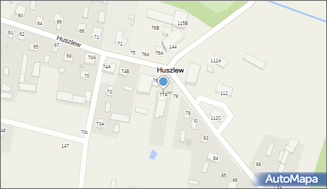 Huszlew, Huszlew, 77A, mapa Huszlew