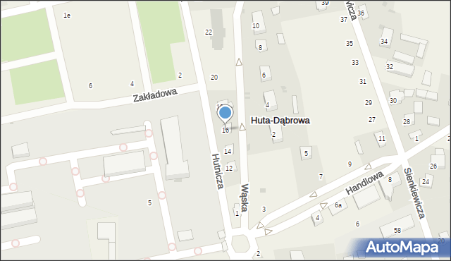 Huta-Dąbrowa, Hutnicza, 16, mapa Huta-Dąbrowa