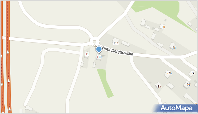 Huta Deręgowska, Huta Deręgowska, 113, mapa Huta Deręgowska