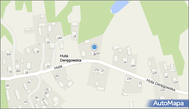 Huta Deręgowska, Huta Deręgowska, 16, mapa Huta Deręgowska