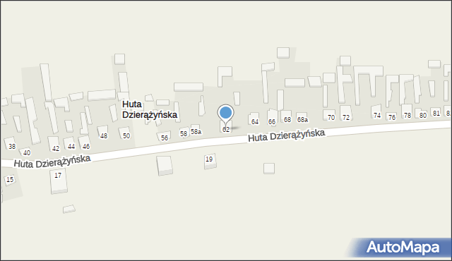 Huta Dzierążyńska, Huta Dzierążyńska, 62, mapa Huta Dzierążyńska