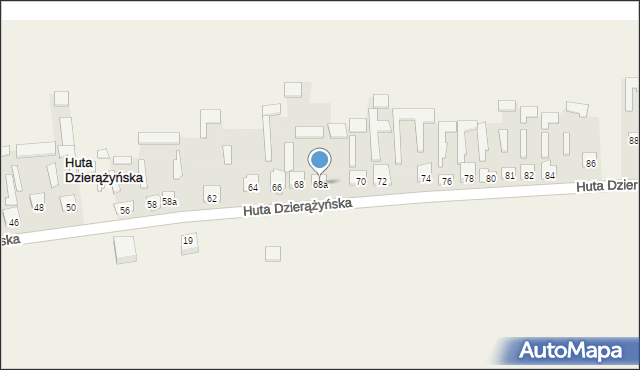 Huta Dzierążyńska, Huta Dzierążyńska, 68a, mapa Huta Dzierążyńska