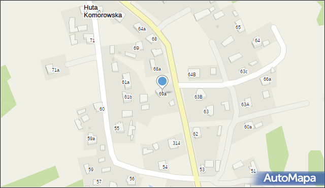 Huta Komorowska, Huta Komorowska, 69a, mapa Huta Komorowska