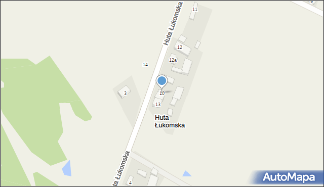Huta Łukomska, Huta Łukomska, 10, mapa Huta Łukomska