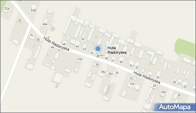 Huta Radoryska, Huta Radoryska, 40, mapa Huta Radoryska