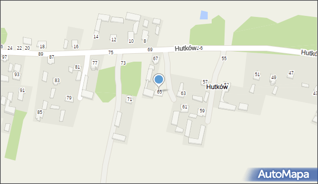 Hutków, Hutków, 65, mapa Hutków