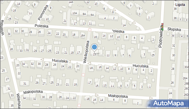 Katowice, Huculska, 13, mapa Katowic