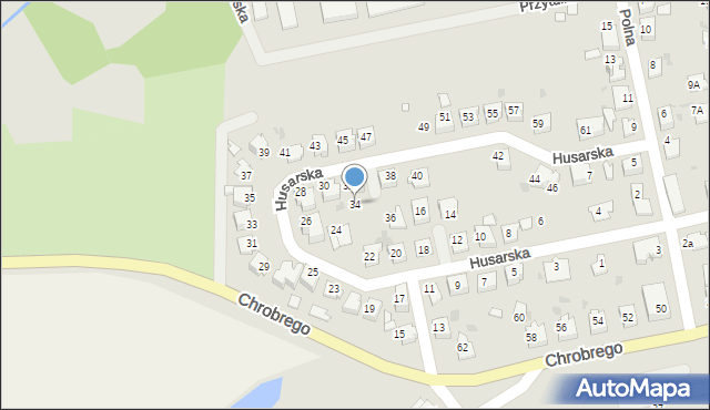 Kędzierzyn-Koźle, Husarska, 34, mapa Kędzierzyna-Koźle