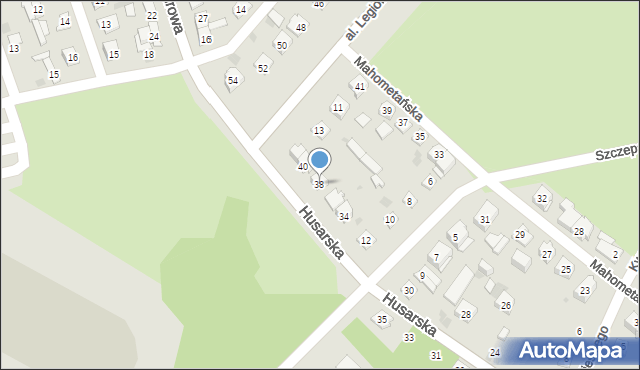 Kielce, Husarska, 38, mapa Kielc