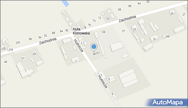 Klonowa, Hutnicza, 1a, mapa Klonowa