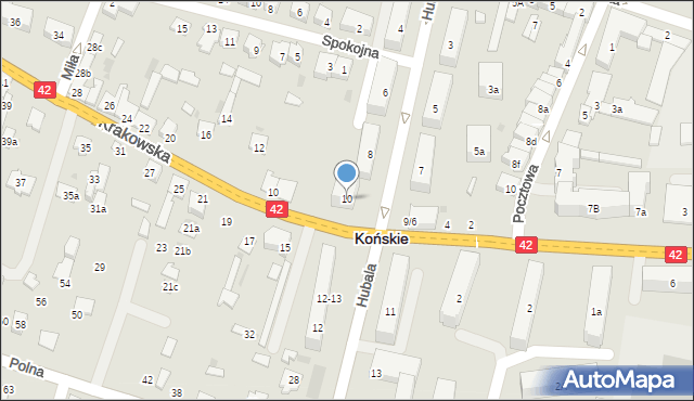 Końskie, Hubala Henryka, mjr., 10, mapa Końskie