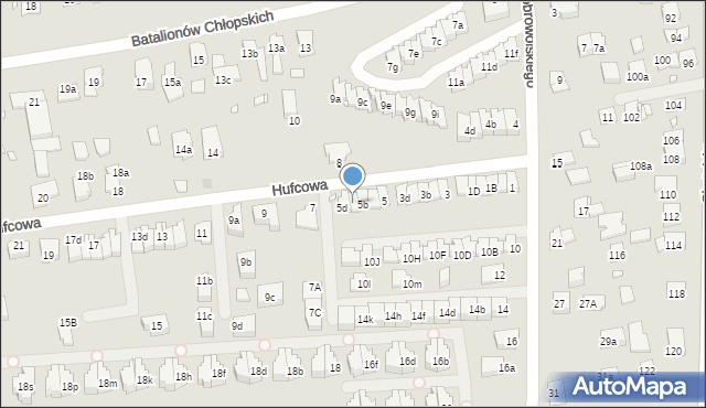 Kraków, Hufcowa, 5c, mapa Krakowa